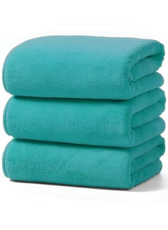 Buy Microfiber Gym Towel, Hand Towel, Face Towel, Microfiber Car Cleaning Towel Soft And Durable,3-Piece, 50x90 Cm - Turquoise Green in UAE