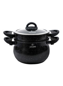 Buy 28cm (12 Litre) Multipurpose Stock Pot and Steamer Pot Set - Induction Couscoussier with PFOA-free Aluminum Non Stick 2-tier Cooking Pot with Lid for Soups,Seafood,Vegetables,Stews and Pasta in UAE