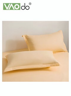 Buy 2PCS Cotton Pillowcase Skin-friendly Soft Breathable Solid Color Pillowcase (Large 48*72CM Orange) in Saudi Arabia