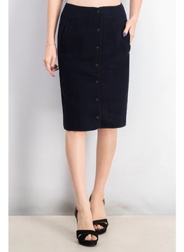 Buy Women Solid Plain Pencil Skirt, Navy in Saudi Arabia