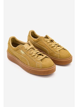 Buy Women Suede Platform FL Casual Shoes, Oatmeal and Gold in Saudi Arabia