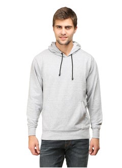 Buy Unisex Regular Fit Full Sleeves Solid Hoodie Sweatshirt (Grey) in UAE