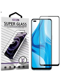 Buy For Oppo Reno4 Super Glass Tempered Glass 9H Screen Protector-Black in Egypt