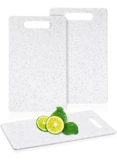 اشتري 2-Pack Bar Counter Cutting Boards Mini Plastic Cutting Board Set Kitchen Dishwasher Safe Granite Colorful Cutting Boards for Camping Food Fruit Prep Vegetables Easy Grab (White, 6" x 10") في السعودية