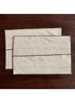 Buy Naturio 2-Piece Stitch Natural Placemat Set 48 x 33 cm in UAE