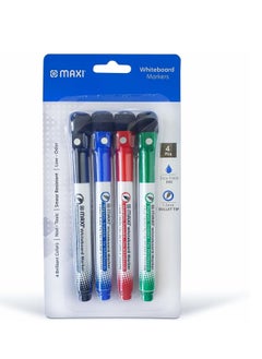 Buy Maxi Slim Magnetic Whiteboard Marker with Eraser 1-2mm 4pc (Blue,Black,Red and Green), Magnetic Color Pens for Whiteboard. or Home, Office and School in UAE