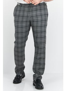 اشتري Men Slim Fit Plaid Chino Long Pants, Grey في السعودية