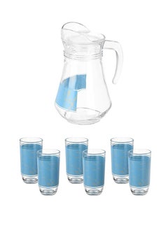 Buy Glass Juice Set 1300 ml Jug & Glass 240 ml Glasses| Unbreakable Water Jug with Lid for Juices | Food Grade, BPA-Free in UAE