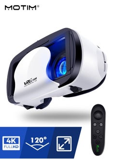 Buy Blue Light VR Virtual Reality Headset 3D Helmet for Movies and Games, VR Glasses Goggles, Adjustable Pupil Object Distan for iPhone/Android/Bluetooth Controller/Program Control in UAE