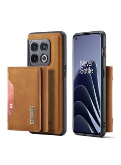 Buy Wallet Case for OnePlus 10 Pro, DG.MING Premium Leather Phone Case Back Cover Magnetic Detachable with Trifold Wallet Card Holder Pocket (Brown) in UAE