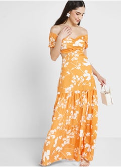 Buy Off Shoulder Printed Dress in UAE