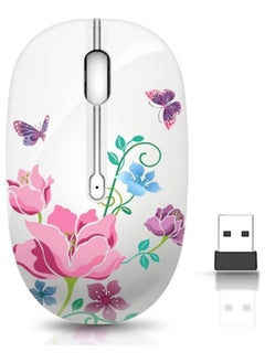 اشتري Wireless Bluetooth Mouse with Nano Receiver for PC Laptop Notebook Computer MacBook Less Noise Portable Mobile Optical Mice في السعودية