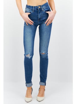 اشتري Women High Rise Extra Long Inseam Skinny Jeans, Blue في الامارات