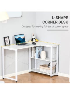 اشتري L-Shaped Computer Desk Home Office Corner Study Workstation Table White في السعودية