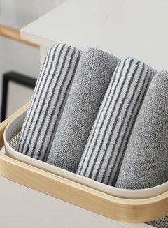 Buy Antibacterial Coral Velvet Bamboo Charcoal Fiber Towel-Two-Piece Combination Set Striped Bath Towel-Absorbent Thickened Face Towel in UAE