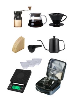 Buy 10-Piece V60 Coffee Set Drip Coffee Maker Set With Portable Travel Bag in UAE