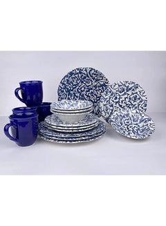 Buy Porser 16Pcs Dinner Set | Porcelain Plates, Bowls, Spoons, Dinner Plates, Mugs, | Comfortable Handling | Perfect for Family Everyday Use, and Family Get- Together, Restaurant, Banquet and More in UAE