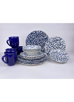 اشتري Porser 16Pcs Dinner Set | Porcelain Plates, Bowls, Spoons, Dinner Plates, Mugs, | Comfortable Handling | Perfect for Family Everyday Use, and Family Get- Together, Restaurant, Banquet and More في الامارات