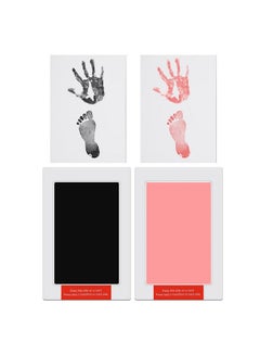Buy 6Pcs Inkless Hand And Footprint Kit Baby Imprint Kit 2 Large Print Ink Pad With 4 Imprint Card Baby Keepsake Ornament Kit For Newborn Shower (Black Pink) in Saudi Arabia