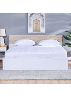 اشتري Quilted Mattress Protector King Size Poly Cotton  Zippered Hypoallergenic Mattress Encasement For Bedroom  L 180 X W 200X H 30 Cm  White في الامارات