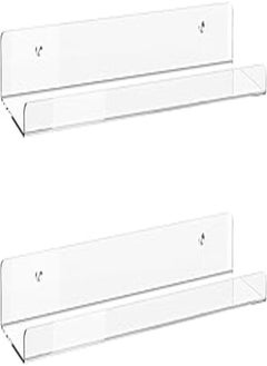 Buy Acrylic Floating Shelves, 2 Pack of 15 inches Invisible Acrylic Floating Wall Ledge Shelf, Wall Mounted Nursery Kids Bookshelf, Spice Rack, Bathroom Storage Shelves for Cosmetics, Photos, Books, Spice in Egypt