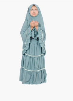 Buy Ruffle Prayer Sets For Kids Dark Turquoise in UAE