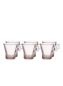 Buy Pasabahce Tea Mug Set Kuvars -6 Cups- 250 ml -Pink Color-Turkey Origin in Egypt