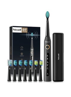 اشتري Ultrasonic Electric Toothbrushes - Electric Toothbrush for Adults and Kids, Rechargeable Travel Sonic Toothbrush with 8 Heads, Black 4 Hours Last 30 Days في السعودية