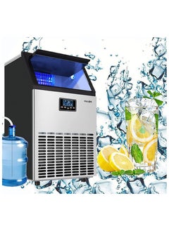 Buy COOLBABY Ice Maker Can Make 80 kg Ice in 24 Hours, Home Table Top Stainless Steel Electric Ice Maker With Ice Bucket And Filter in UAE