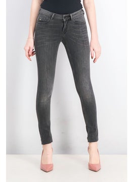 اشتري Women Skinny Fit Mid Rise Plain Jeans, Wash Black في السعودية