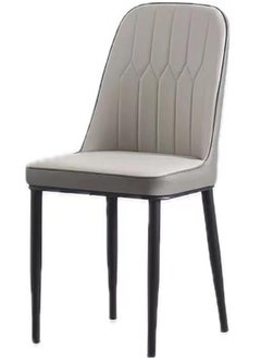 Buy Dining Chair with PU Leather Soft Chairs and Backrest Kitchen Chairs with Solid Metal Legs for Living Room Lounge Home Grey in Saudi Arabia