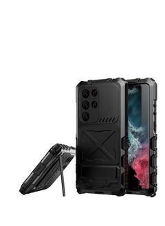 Buy Case Cover for S23 Ultra, Samsung Galaxy S23 Ultra Case Rugged Military Grade Metal with Screen Protector Outdoor Full Body Rugged Aluminum Armor Hard Case (Black) in Saudi Arabia