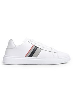 Buy Men's Fashion Leather Flat Sneakers With Bold Side Color Design in Egypt