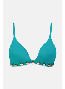 Buy Women Textured Bikini Top, Teal in Saudi Arabia