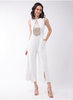 Buy A Beautiful Morning Sequined Jumpsuit Off-White in Saudi Arabia