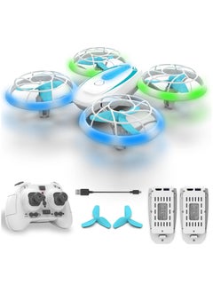 اشتري T18 Mini Drone for Kids, RC Helicopter with Blue and Green Lights and 360° Rotation, RC Drones with Altitude Hold and Headless Mode, Gift for Boys Girls Beginners, 2 Batteries في السعودية