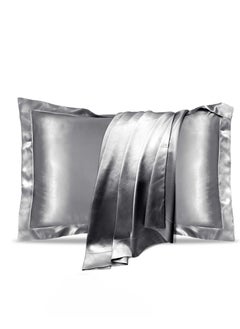 Buy Natural Mulberry Silk Pillowcase, Soft Smooth Cooling Premium Grade Silk Pillow Covers, for Hair and Skin Health, Standard Size 50 x 75 cm Silk Pillowcase, for Sleeping (2 Pcs Grey) in UAE