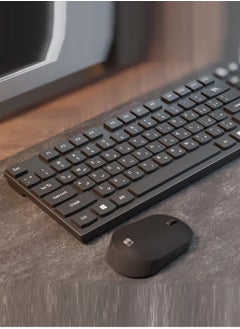 Buy Premium Wireless Keyboard and Mouse, Anti-Fade & Spill-Resistant Keys,1600 DPI Mouse, English, Arabic|  ZK15 BLACK in Saudi Arabia