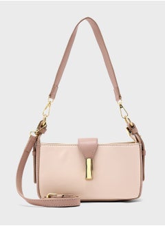 Buy Metal Trim Detail Crossbody Bag With Long Strap in Saudi Arabia