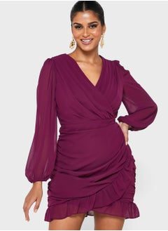 Buy Frill Hem Ruched Dress in Saudi Arabia