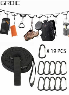 Buy Camping Accessories Campsite Storage Strap, Outdoor Travel Hanger Clothesline Camping Essentials Storage Strap with 19 Hooks for Hanging Outdoor Camping Equipment in UAE