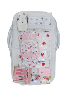 Buy AURA KIDS 11 Pieces Baby Gift Set Pink in UAE