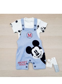 Buy A two-piece outerwear set of an embroidered Mickey-shaped textile bodysuit and a baby cotton t-shirt in BLUE in Egypt
