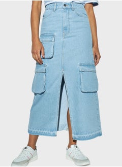 Buy Denim Slit Skirt in UAE