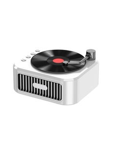 Buy Imitated Vinyl Record Player Bluetooth, Bluetooth Speaker, Portable Mini Music Player, Vintage Rotatable Disk Speaker, for Room Decor, Bedroom Birthday Vintage Gifts (White) in UAE