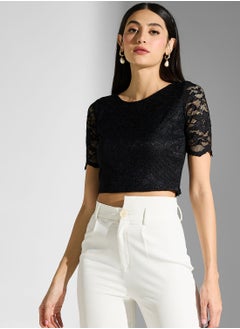 Buy Crew Neck Crop Top in Saudi Arabia