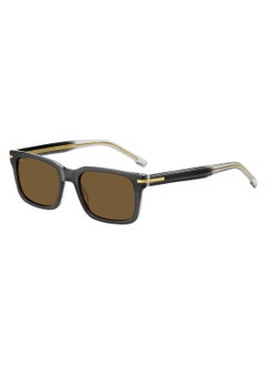 Buy Men's UV Protection Rectangular Shape Acetate Sunglasses BOSS 1628/S BROWN 38 - Lens Size: 37.9 Mm - Grey in UAE