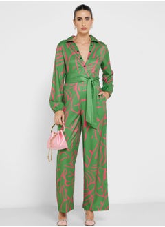 Buy Printed Belted Jumpsuit in UAE