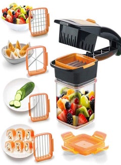 Buy Vegetable Cutter Manual Vegetable Quick Dicer Fruit Chopper Slicer 5 in one Portable Handheld Food Prep Kitchen Slicer in UAE
