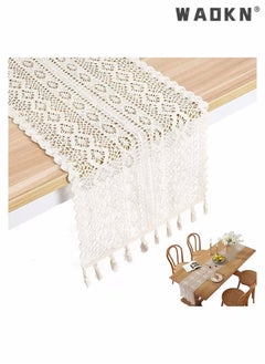 Buy Vintage Table Flag Palace Lace Hook Flower,Hollow Terylene Cotton Tassel Placemat Table Cloth,Table Runners Cotton Crochet Table Cover Lace Boho Wedding Table Runner,Home Dining Table Decor in UAE